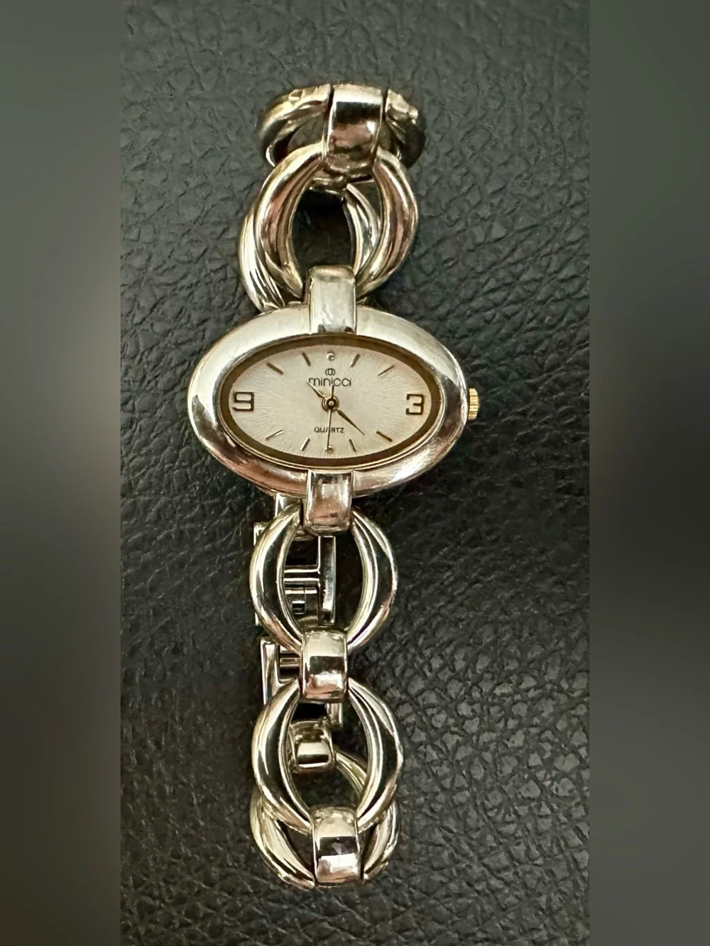 Minicci Silver and Gold-Tone Oval Bracelet Watch